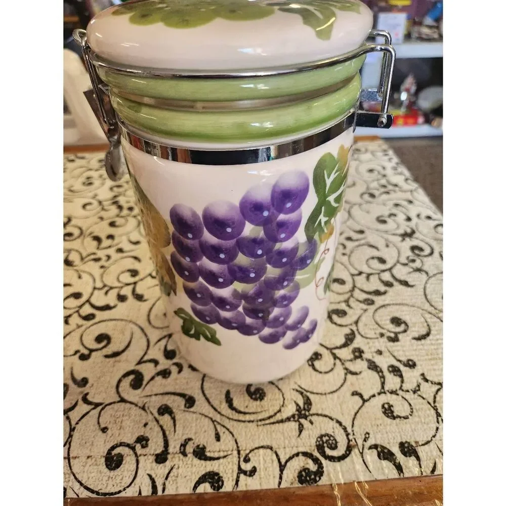 Ceramic Grape  Design Canister